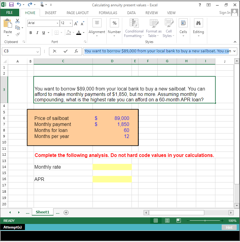  ? X Calculating annuity present values - Excel FORMULAS DATA REVIEW