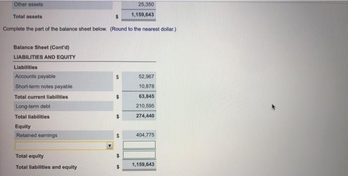 Prepare a balance sheet and a common-sized balance sheet from the information