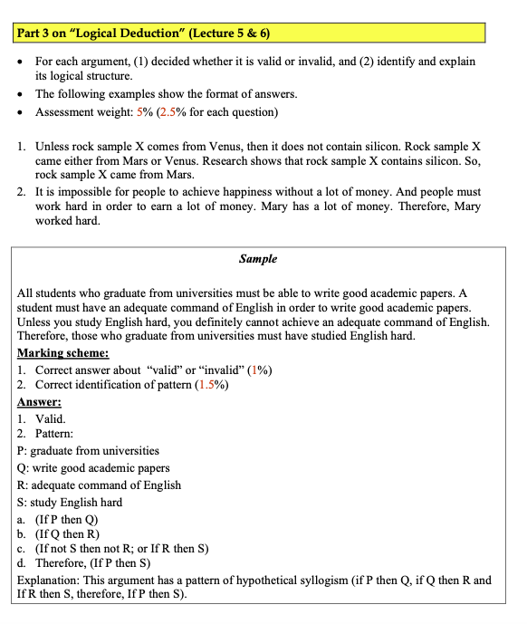 Part 3 on Logical Deduction" (Lecture 5 & 6) For each