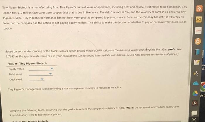  Tiny Pigeon Biotech is a manufacturing firm. Tiny Pigeon's current value