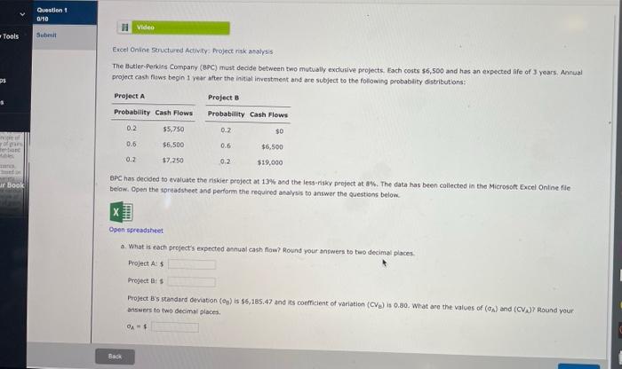  Question 0/10 # Video Tools Sum Excel Online Structured Activity Project
