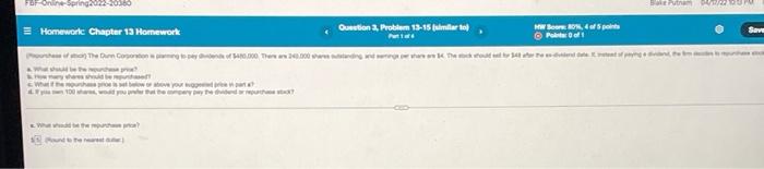  SOM DU Spring 2016 Homework Chapter 13 Homework Curition, Problem 13-15