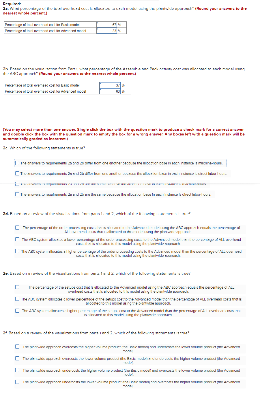 1 Total Overhead Cost Comparison Chart is part 2 Inul Required: 2a.