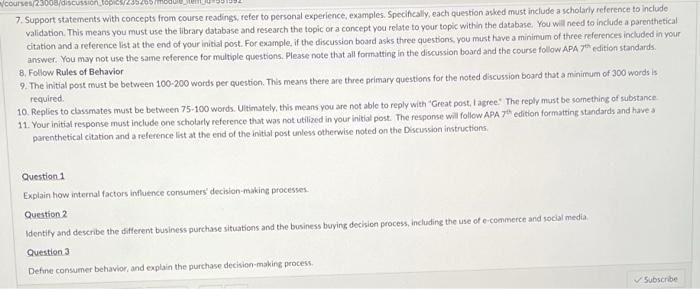  courses 2300/ 7. Support statements with concepts from course readings, refer