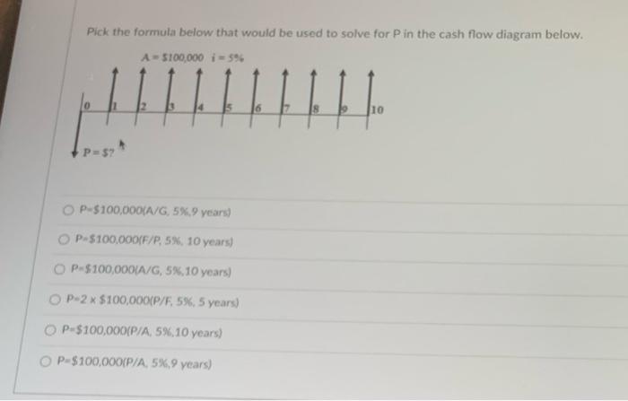  Pick the formula below that would be used to solve for