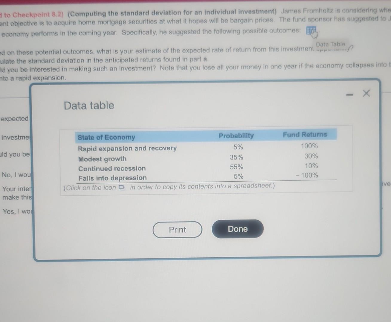 investment) James Fromholtz is considering whether to invest in a newly formed