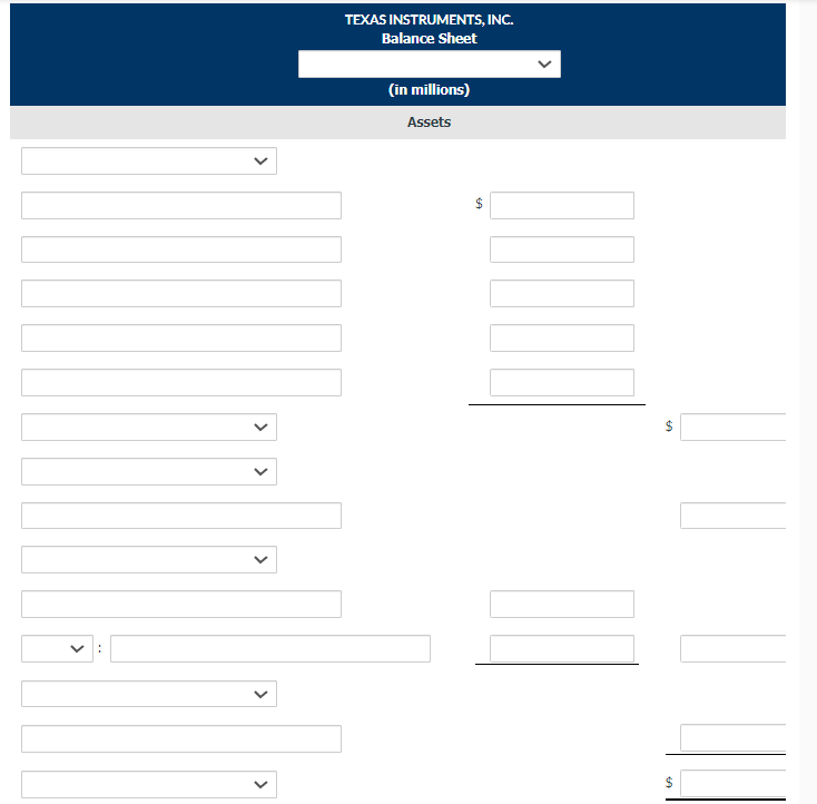  TEXAS INSTRUMENTS, INC. Balance Sheet (in millions) Assets $ $ Current
