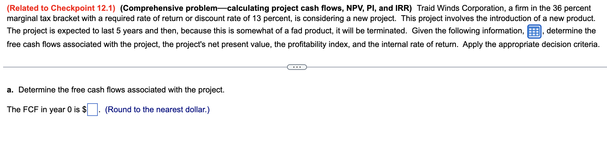 percent marginal tax bracket with a required rate of return or discount