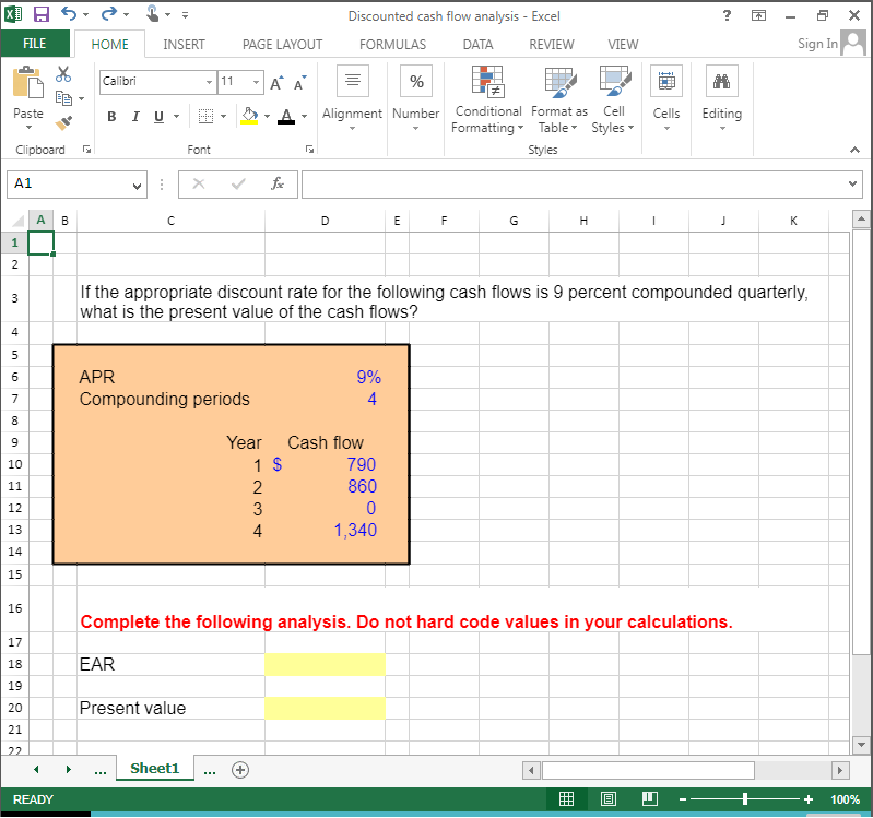  ? ? Discounted cash flow analysis - Excel FORMULAS DATA REVIEW