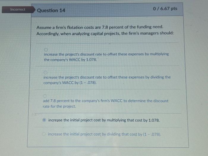  When computing the adjusted cash flow from assets, the tax amount
