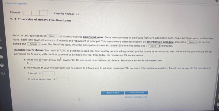 < Back to Assignment Attempts: Keep the Highest: /8 7. 7: Time