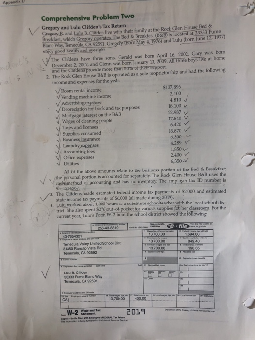  Appendix D ndont's cals N Comprehensive Problem Two Gregory and Lulu