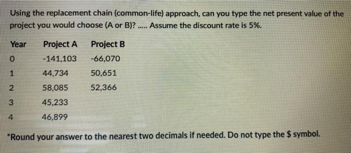  Using the replacement chain (common-life) approach, can you type the net