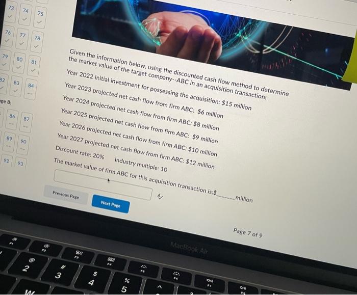  Given the information below, using the discounted cash flow method to