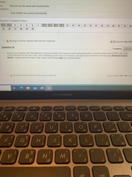  empts ce This test can be saved and resumed later. mpletion