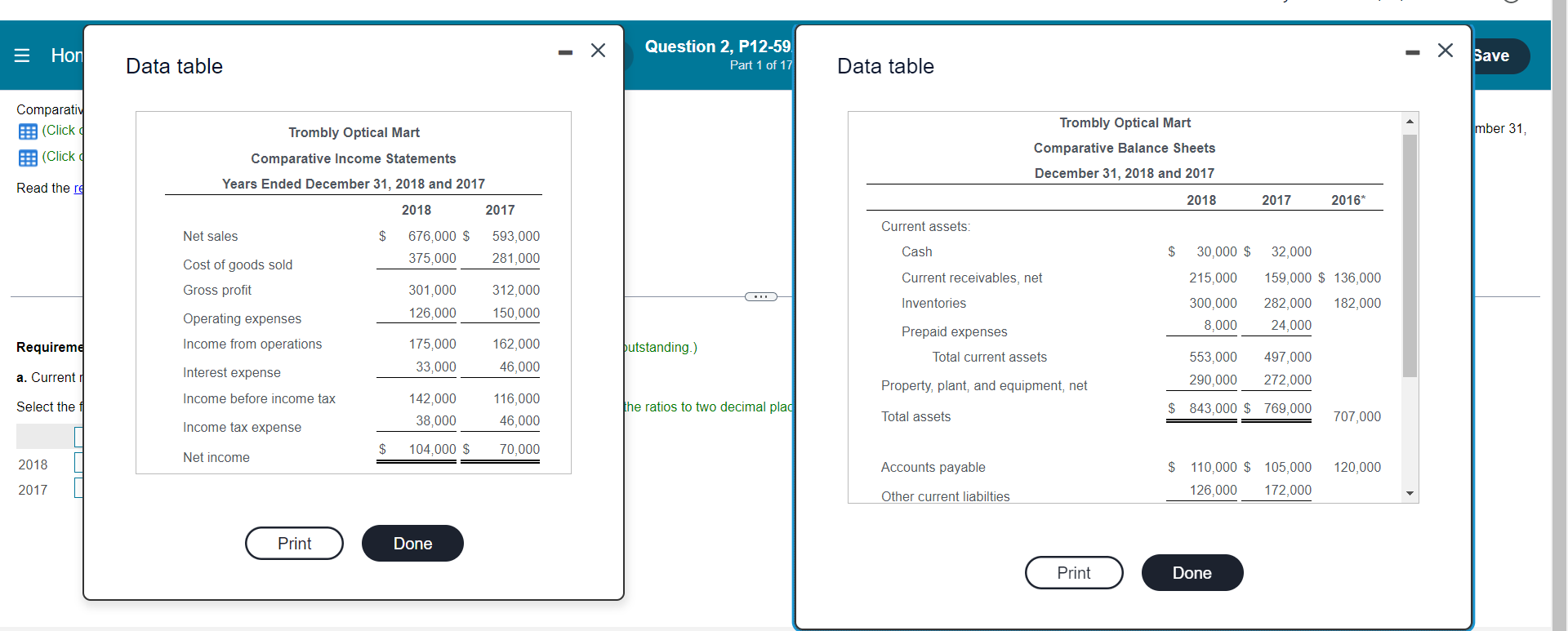 P12-59A (similar to) Part 1 of 17 HW Score: 14.84%, 1.48 of