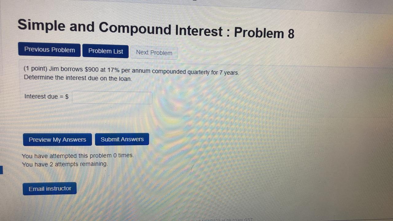  Simple and Compound Interest : Problem 8 Previous Problem Problem List