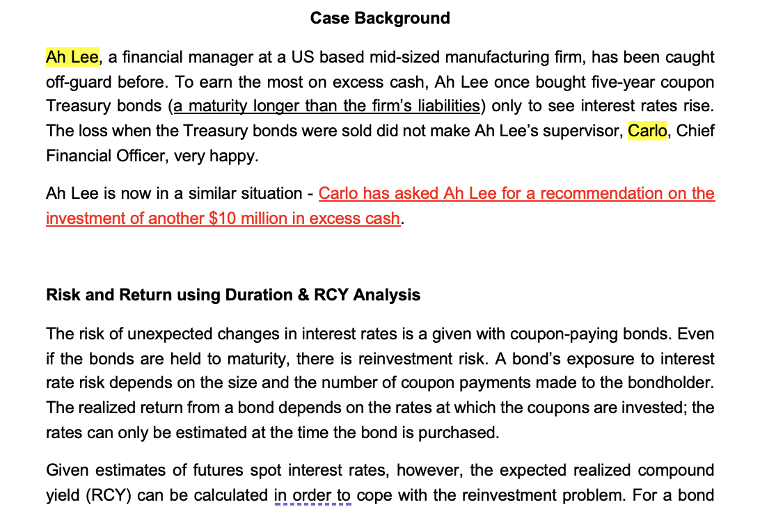 CASE TASK: You (Ah Lee) are tasked to write an Investment Proposal