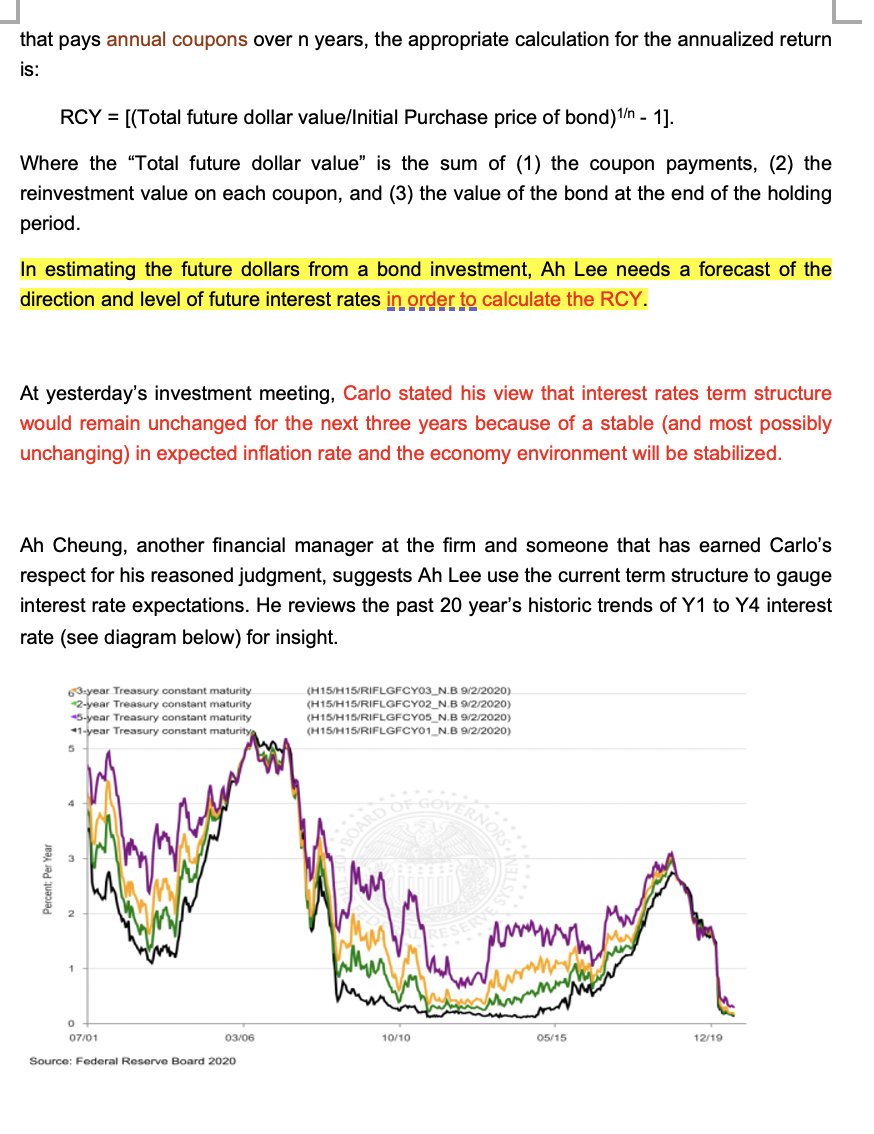 for recommending an investment to Carlo (your boss) for $10 million with