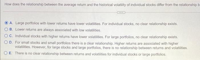 volatility of individual stocks differ from the relationship between the average return