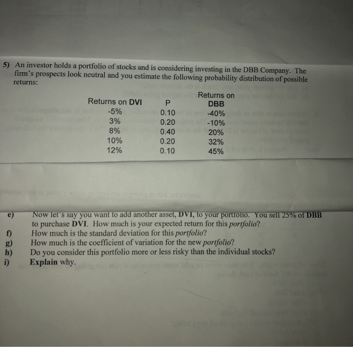  5. E, f, g, h , i - please show work,