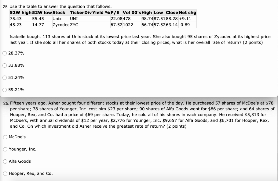 Interest Theory/Financial math question. Please help! :( 25. Use the table to