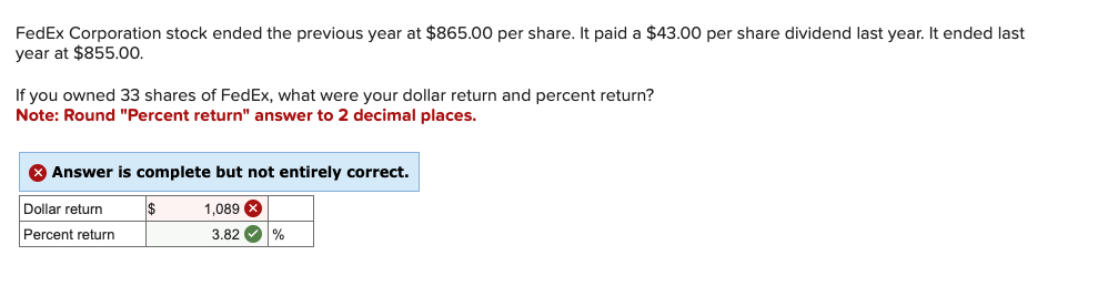 isnt it (ending value-beginning value)* share price ? FedEx Corporation stock ended