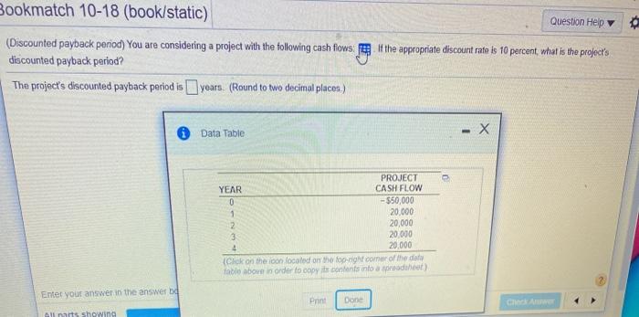  Bookmatch 10-18 (book/static) Question Help If the appropriate discount rate is