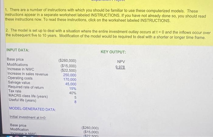 the actual excel sheet Comments Please complete this week Use the model