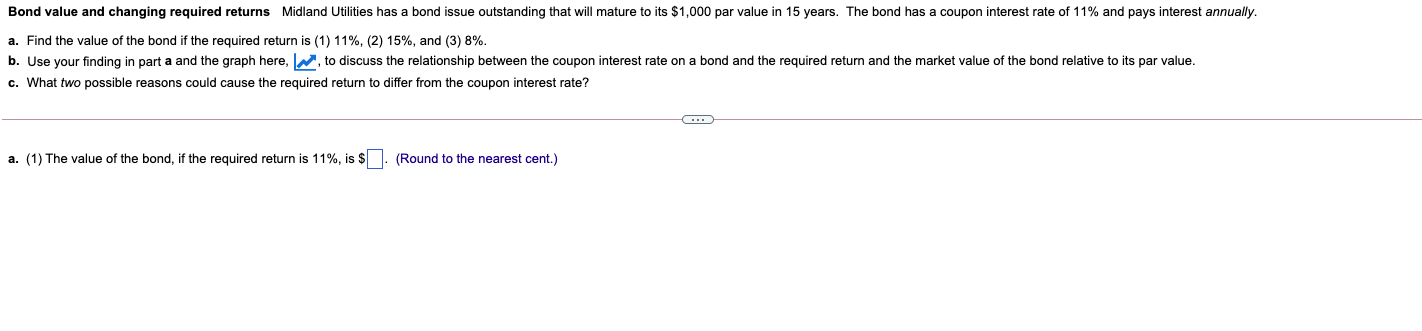 Bond value and changing required returns Midland Utilities has a bond