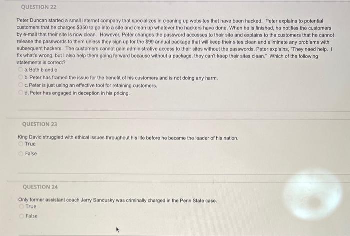  Peter Duncan started a small internet company that specializes in cleaning