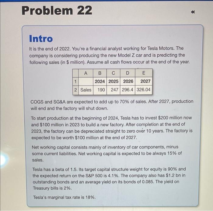 please answer all parts right Problem 22 * Intro It is the