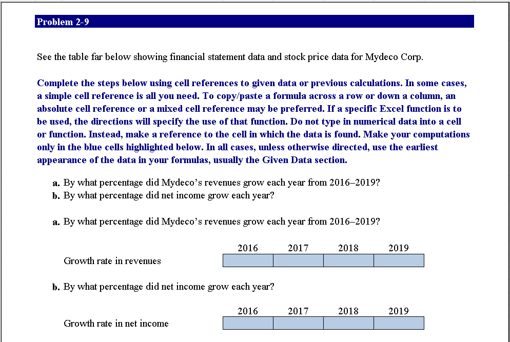  See the table far below showing financial statement data and stock