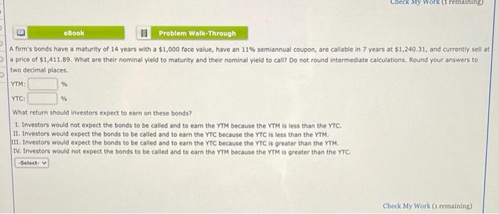  Check my work (1 remaining E eBook Problem Walk-Through A firm's