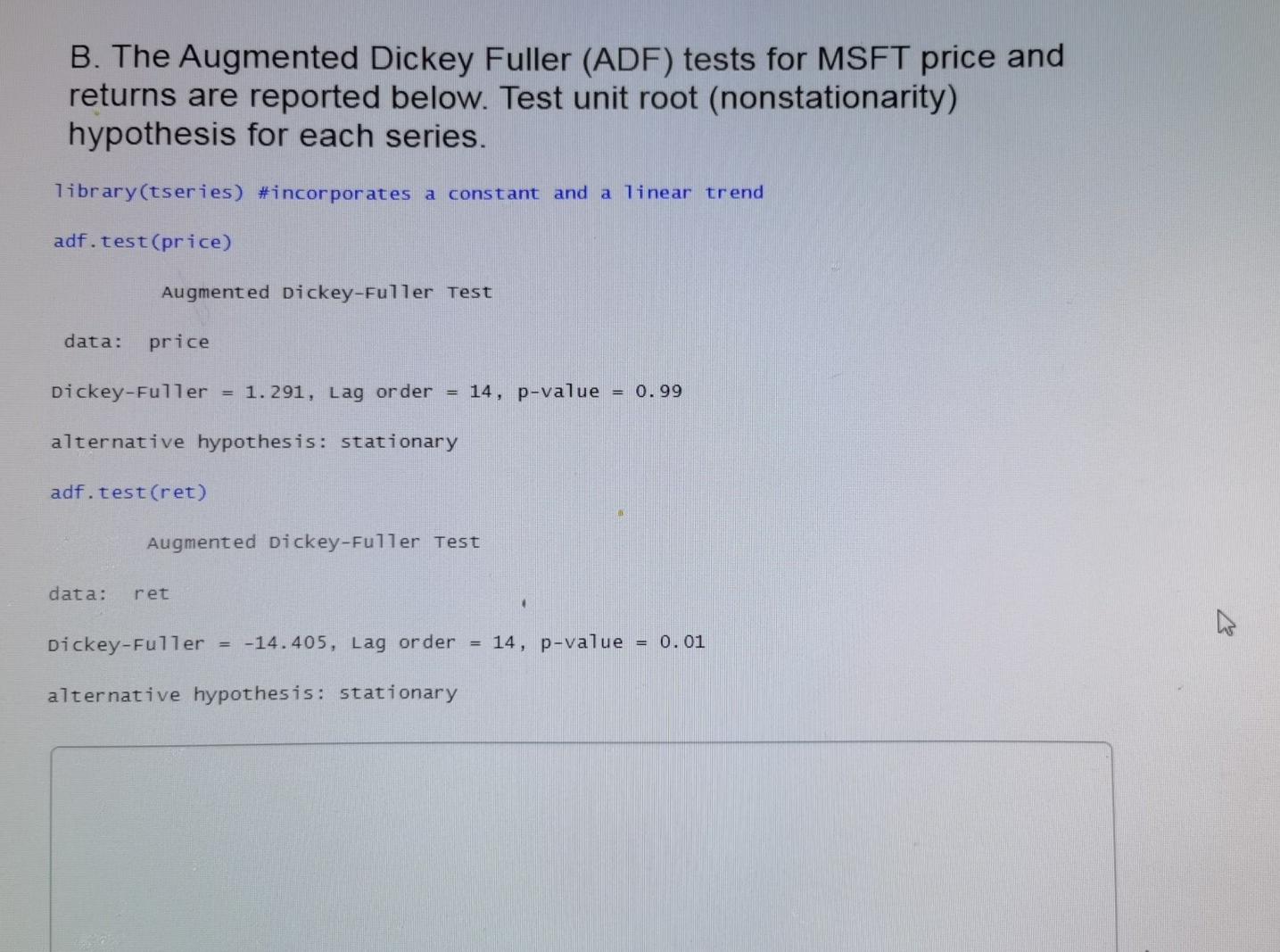 stationarityonstationarity behavior of the two series from their graphs and ACF functions.