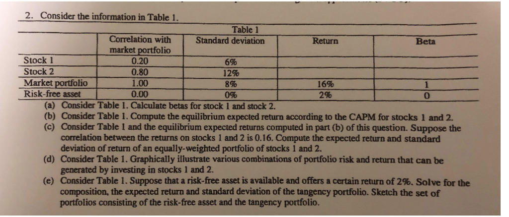 I would like part d and e answered please 2. Consider