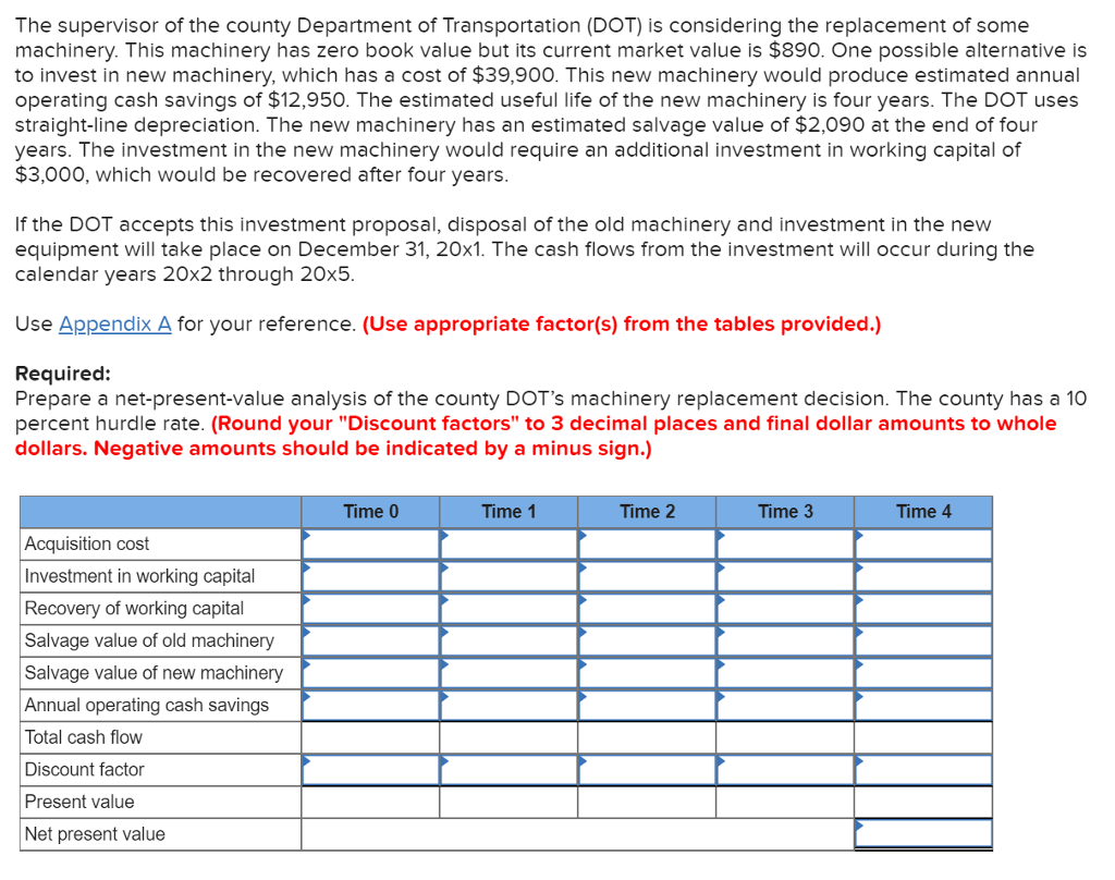 Please show detailed work for calculations. Apendix A is listed Below. APPENDIX