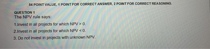 answer and explanation 54 POINT VALUE, 1 POINT FOR CORRECT ANSWER, 2