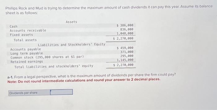  Phillips Rock and Mud is trying to determine the maximum amount