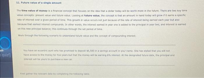  11. Future value of a single amount The time value of