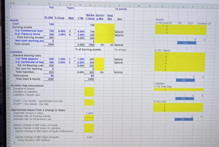 pleqse include cell references E H 1 0 Par Years 15 points