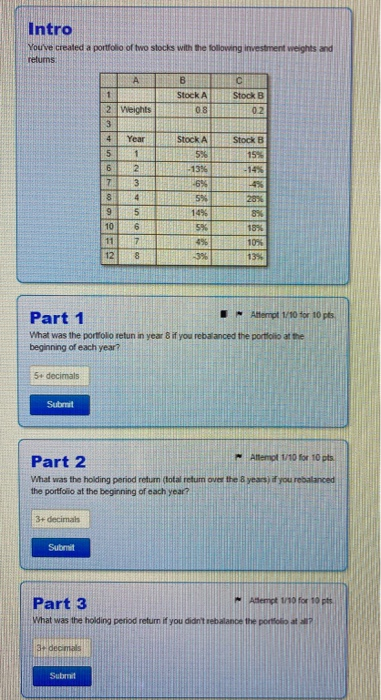 please use excel and show work Intro Youve created a portfolio of