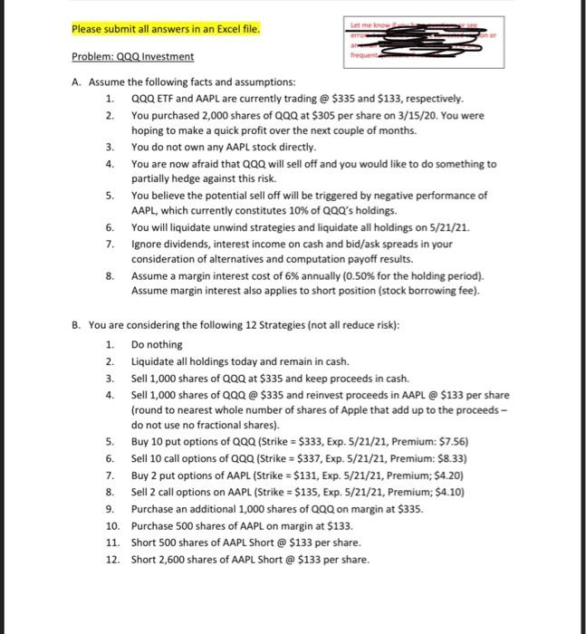 Please help, answer must be in a Excel File... Let me know