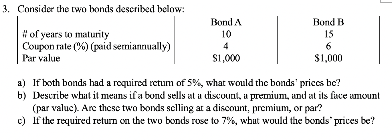  3. Consider the two bonds described below: Bond B Bond A