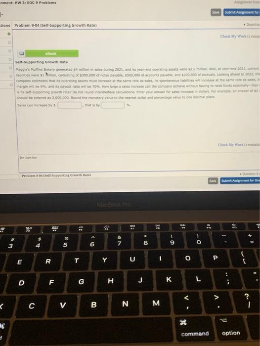  nment HW 3: EOC 9 Problems Save Submit Assignment for -