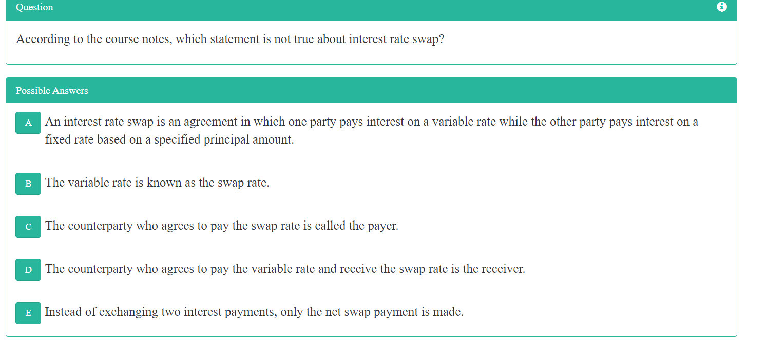 Question According to the course notes, which statement is not true