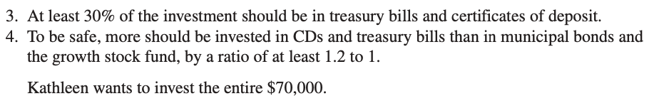 YOU!! Kathleen Allen, an individual investor, has $70,000 to divide among several