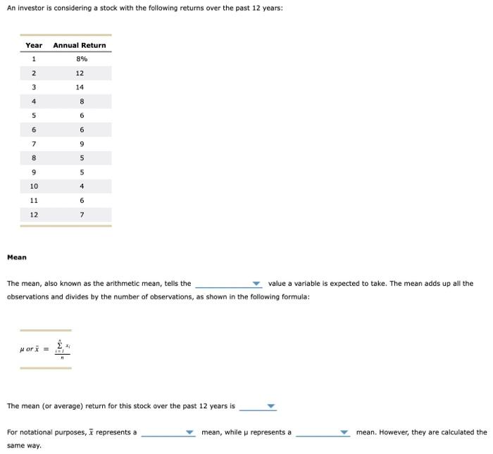  drop down 1 options: most common, minimum, average, middle, maximum drop