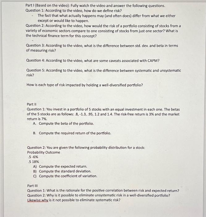  Question 1: According to the video, how do we define risk?