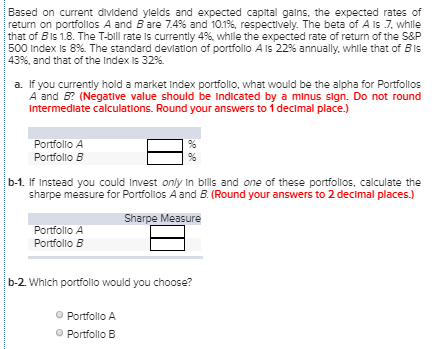Based on current dividend yields and expected capital gains, the expected
